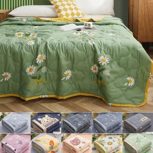 Home Textiles |   Summer Washed Cotton Quilt Air-Conditioning Comforter Soft Breathable Thin Daisy Print Bedspread Bed Cover Home Textiles Home & Kitchen Home Textiles