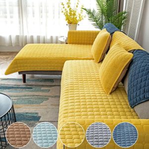 Home Textiles |   Thicken Plush Sofa Cover European Universal Sofa Towel Cover Slip Resistant Couch Cover Sofa Towel For Living Room Decor Home & Kitchen Home Textiles