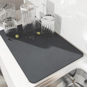 Kitchen, Dining & Bar |   Diatom Mud Dish Drying Mat Quick Absorb Water Kitchen Tableware Drain Mats Checkerboard Non Slip Watertight Desktop Table Mat Insulation Pad Home & Kitchen Home Textiles